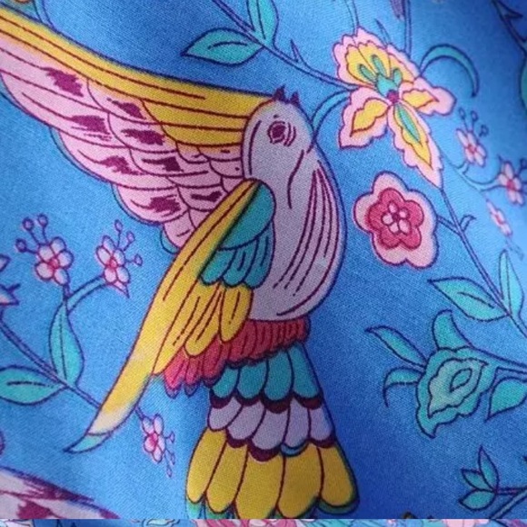 Boho Floral Bird Gypsy Print Maxi Long Dress - Picture 10 of 12